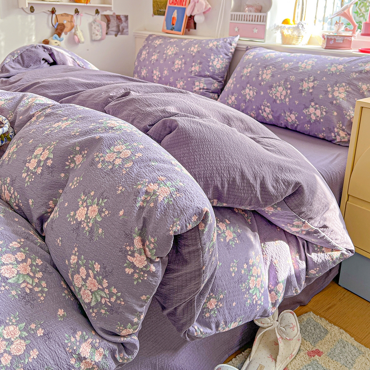 91家纺网 家纺一手货源 找家纺 （总）仟人梦 2026新款云感双层纱印花四件套