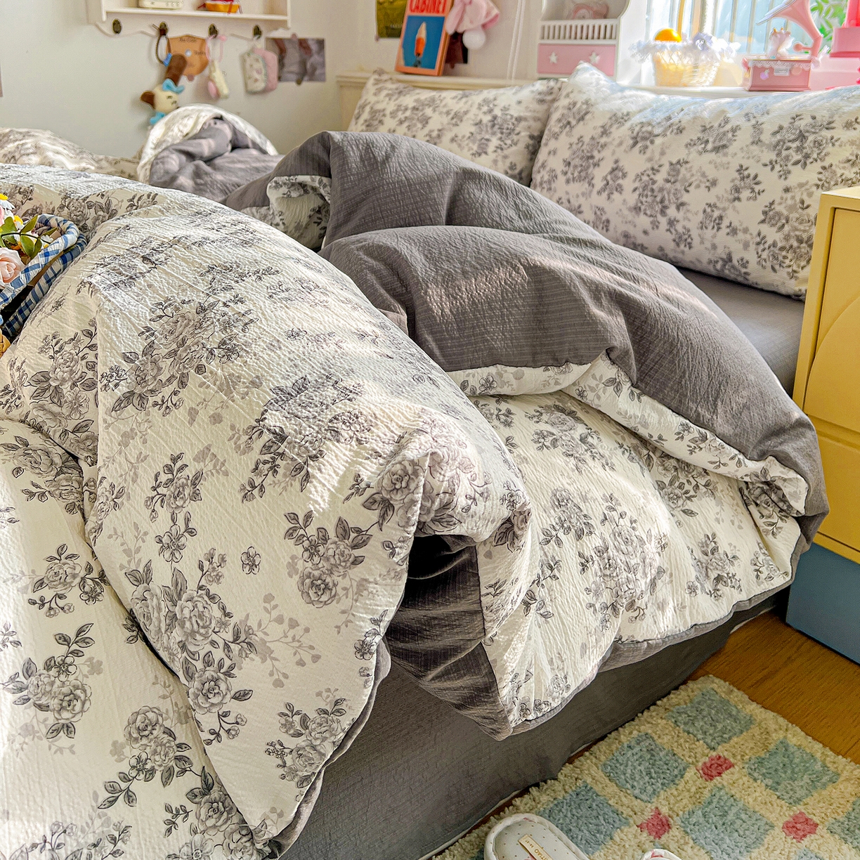 91家纺网 家纺一手货源 找家纺 （总）仟人梦 2026新款云感双层纱印花四件套