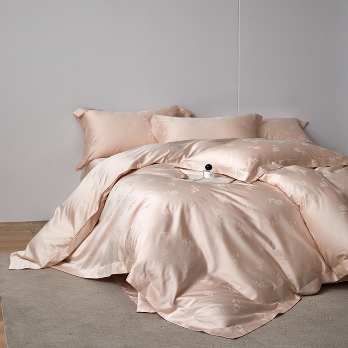 91家纺网 家纺一手货源 找家纺 淳绵 天丝棉提花套件 罗兹 风情粉