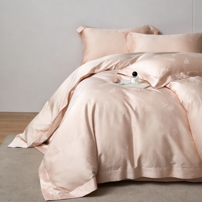 91家纺网 家纺一手货源 找家纺 淳绵 天丝棉提花套件 罗兹 风情粉