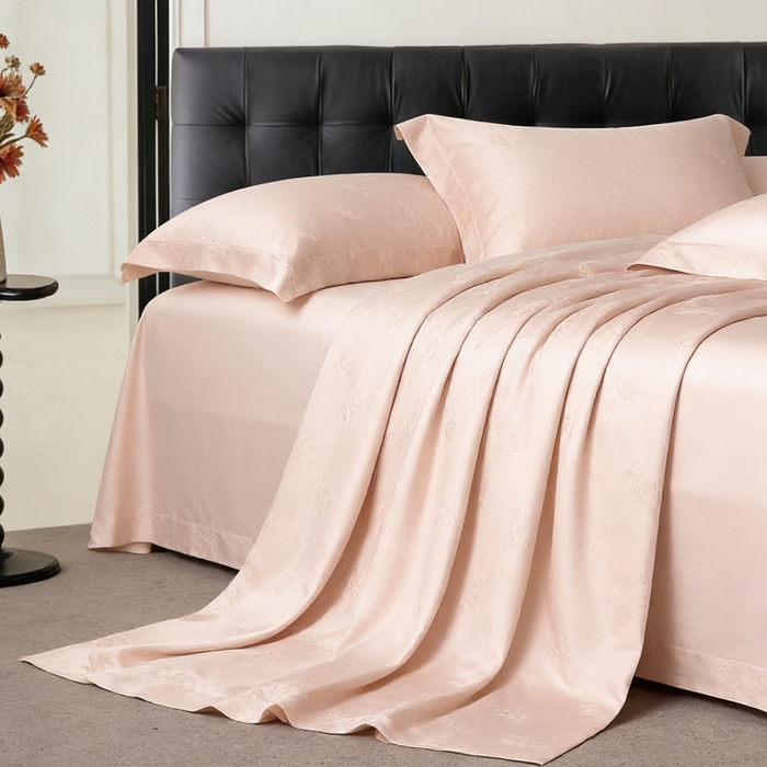 91家纺网 家纺一手货源 找家纺 淳绵 天丝棉提花套件 罗兹 风情粉