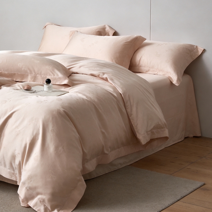 91家纺网 家纺一手货源 找家纺 淳绵 天丝棉提花套件 罗兹 风情粉