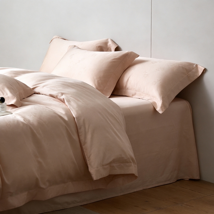 91家纺网 家纺一手货源 找家纺 淳绵 天丝棉提花套件 罗兹 风情粉