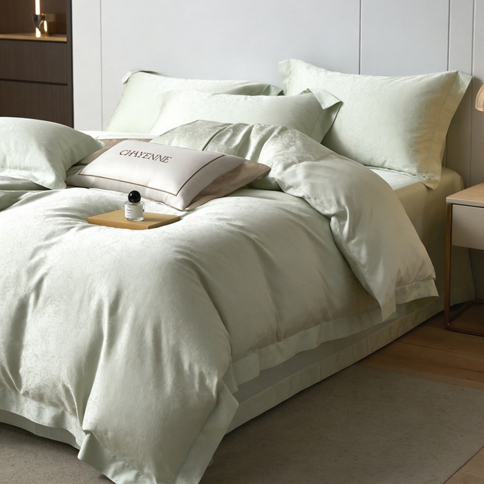 91家纺网 家纺一手货源 找家纺 淳绵 天丝棉提花套件 芊雅 炫绿