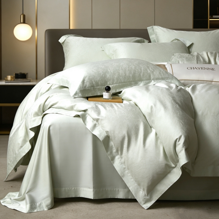 91家纺网 家纺一手货源 找家纺 淳绵 天丝棉提花套件 芊雅 炫绿