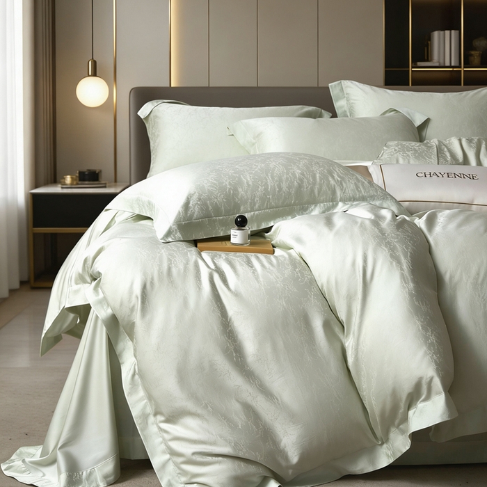 91家纺网 家纺一手货源 找家纺 淳绵 天丝棉提花套件 芊雅 炫绿