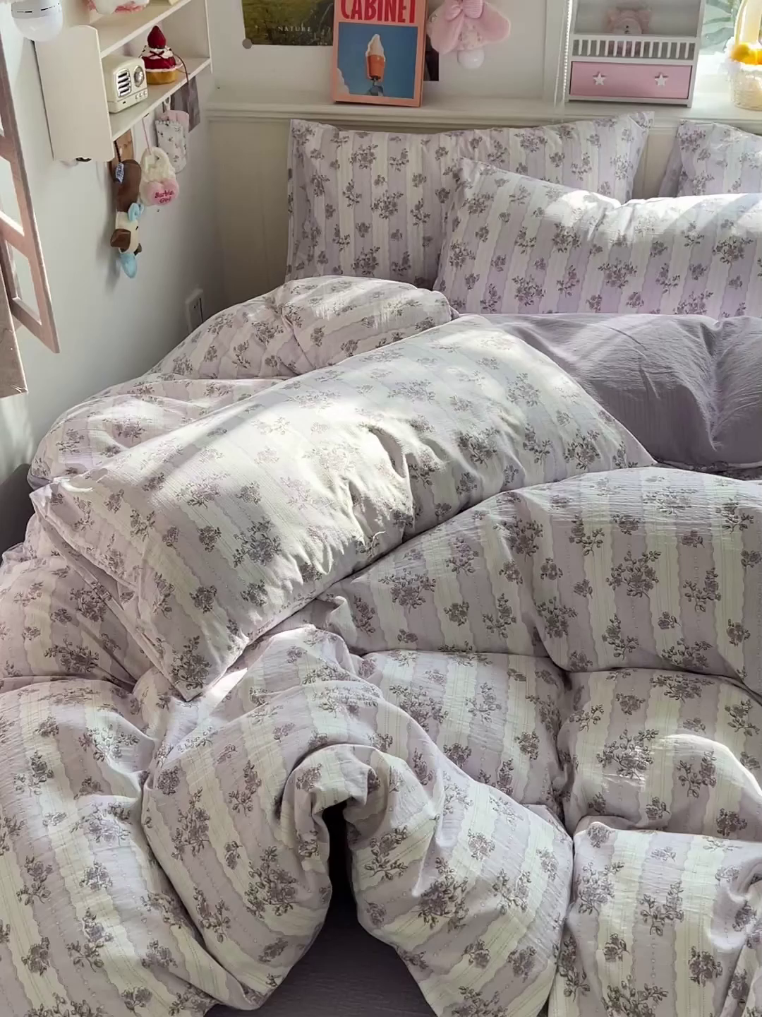 91家纺网 家纺一手货源 找家纺 仟人梦 2026新款云感双层纱印花四件套 半暖时光-紫