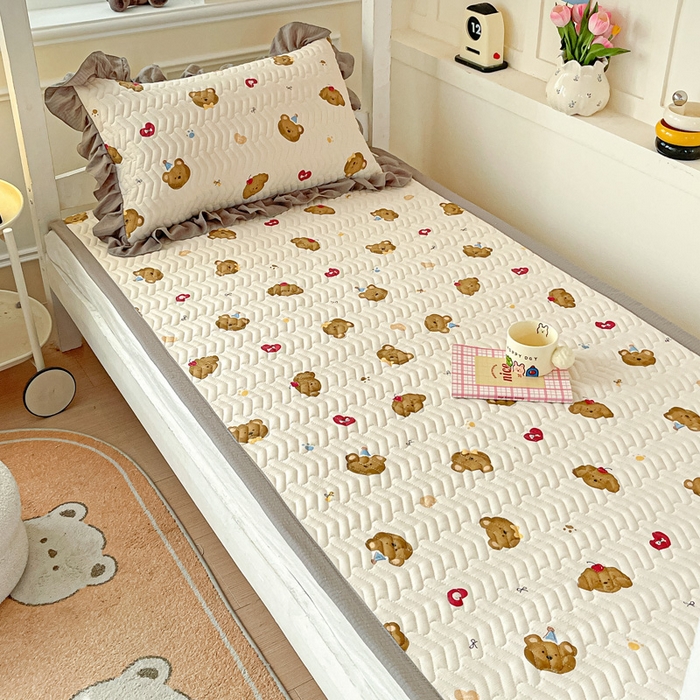 纽缦家纺 2026新款云感提花双层纱学生床垫 奇妙小熊米