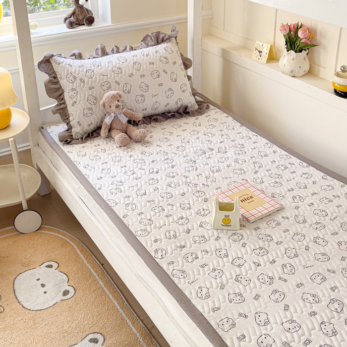 纽缦家纺 2026新款云感提花双层纱学生床垫 猫咪恋人