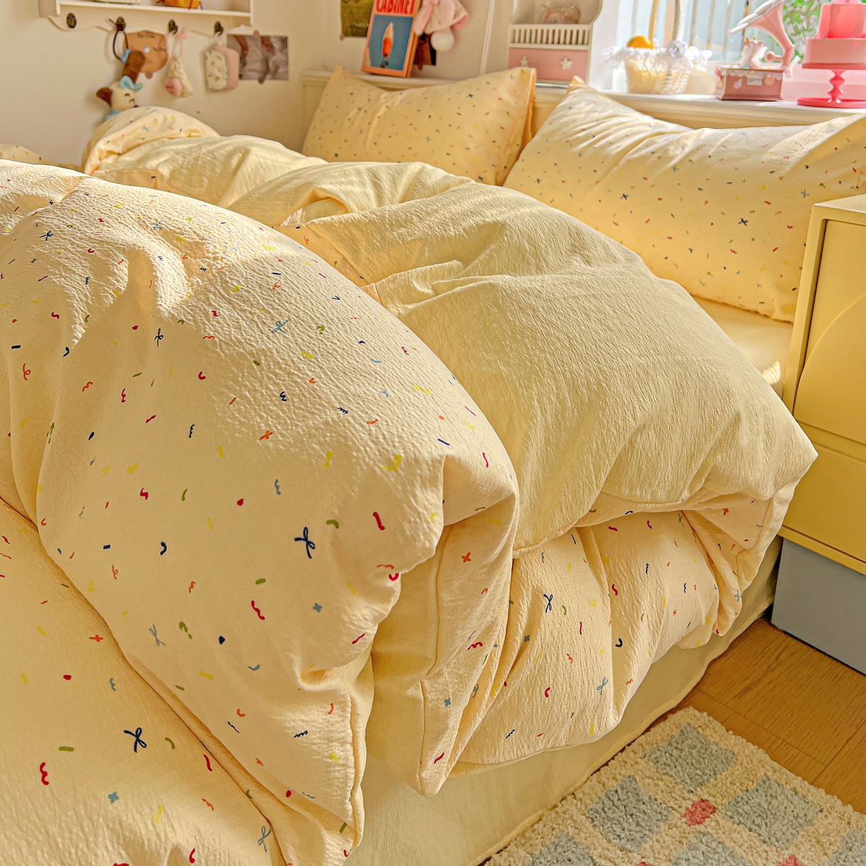 仟人梦 2026新款云感双层纱印花四件套 冰淇凌