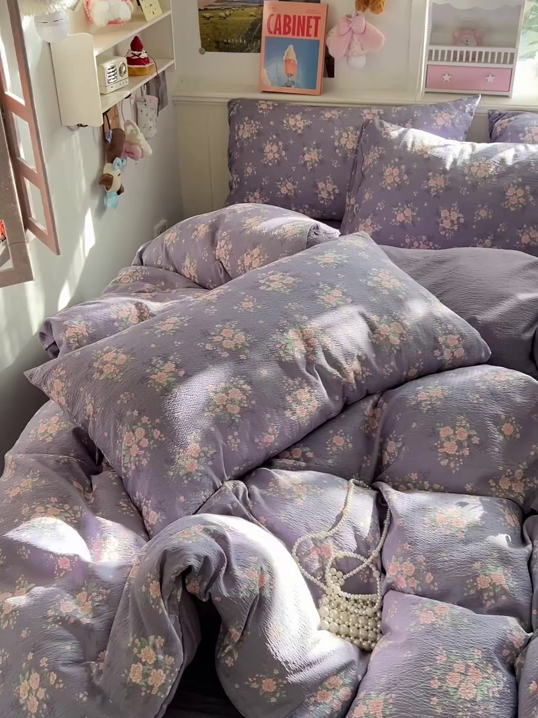 91家纺网 家纺一手货源 找家纺 仟人梦 2026新款云感双层纱印花四件套 豆蔻