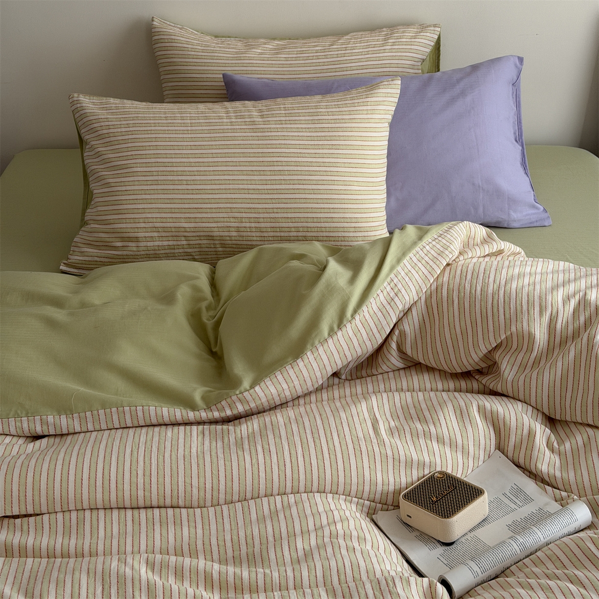 91家纺网 家纺一手货源 找家纺 玛奇朵 2026新款全棉双层纱提花四件套-威尼斯系列  (会员-10） 威尼斯-绿