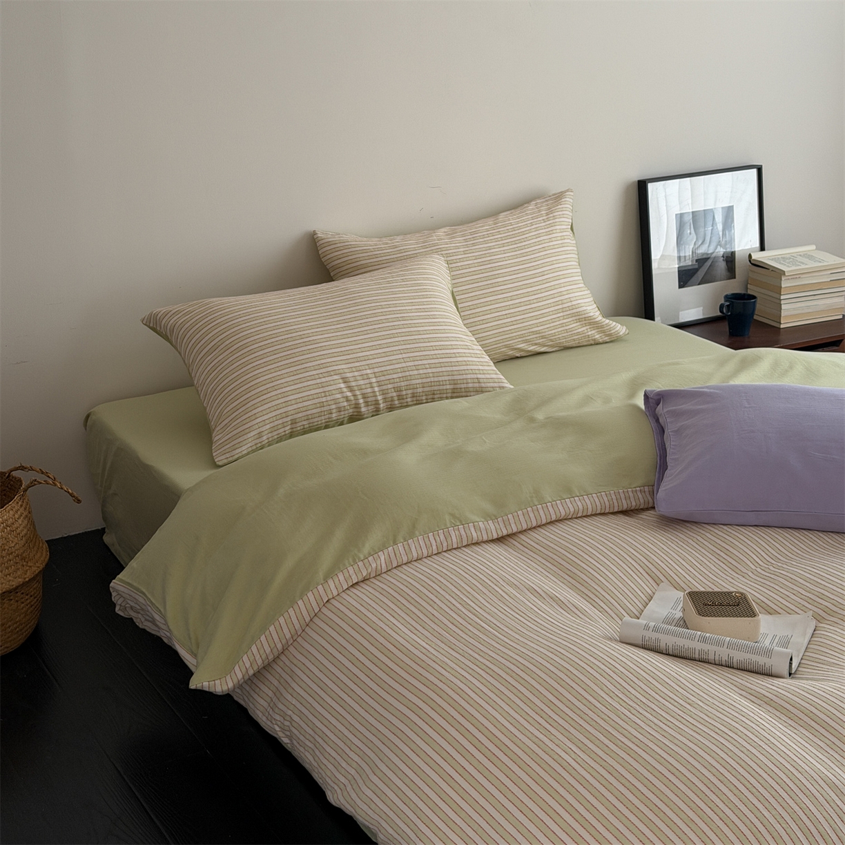 91家纺网 家纺一手货源 找家纺 玛奇朵 2026新款全棉双层纱提花四件套-威尼斯系列  (会员-10） 威尼斯-绿