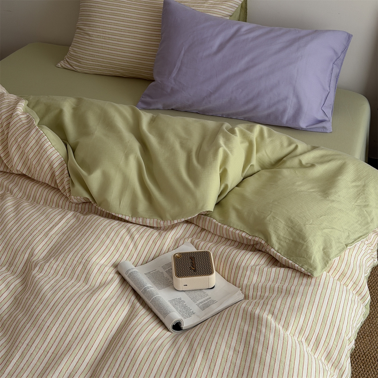 91家纺网 家纺一手货源 找家纺 玛奇朵 2026新款全棉双层纱提花四件套-威尼斯系列  (会员-10） 威尼斯-绿