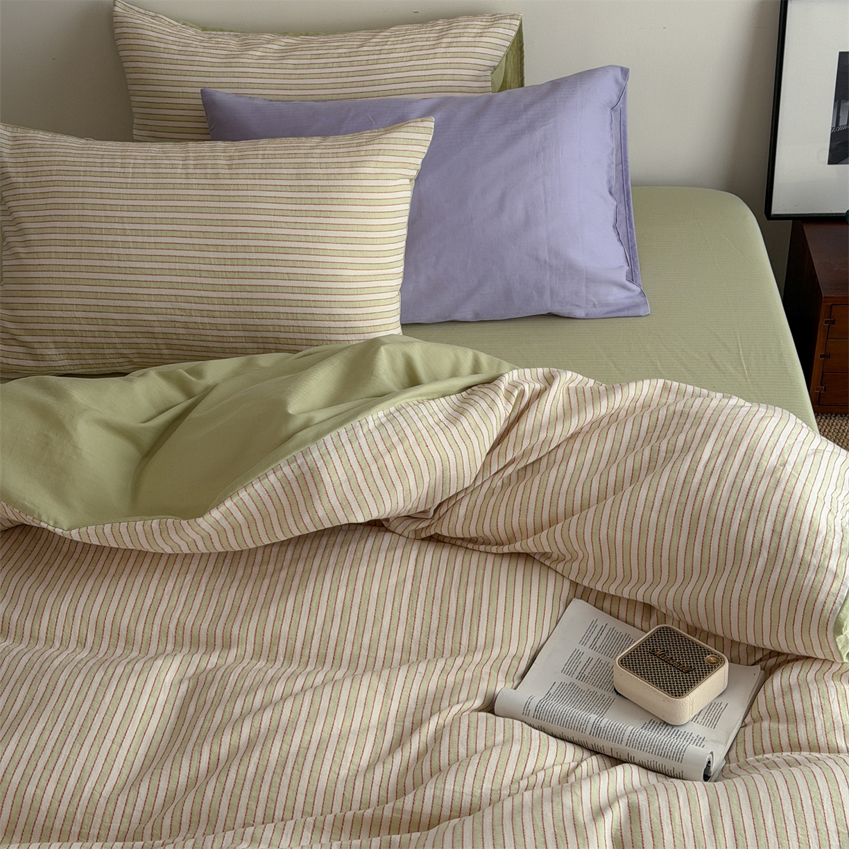 91家纺网 家纺一手货源 找家纺 玛奇朵 2026新款全棉双层纱提花四件套-威尼斯系列  (会员-10） 威尼斯-绿