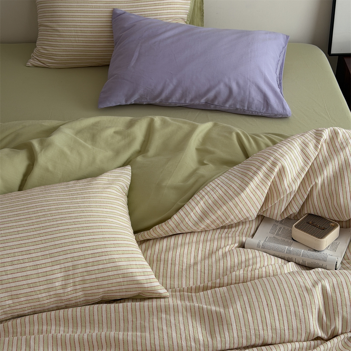 91家纺网 家纺一手货源 找家纺 玛奇朵 2026新款全棉双层纱提花四件套-威尼斯系列  (会员-10） 威尼斯-绿