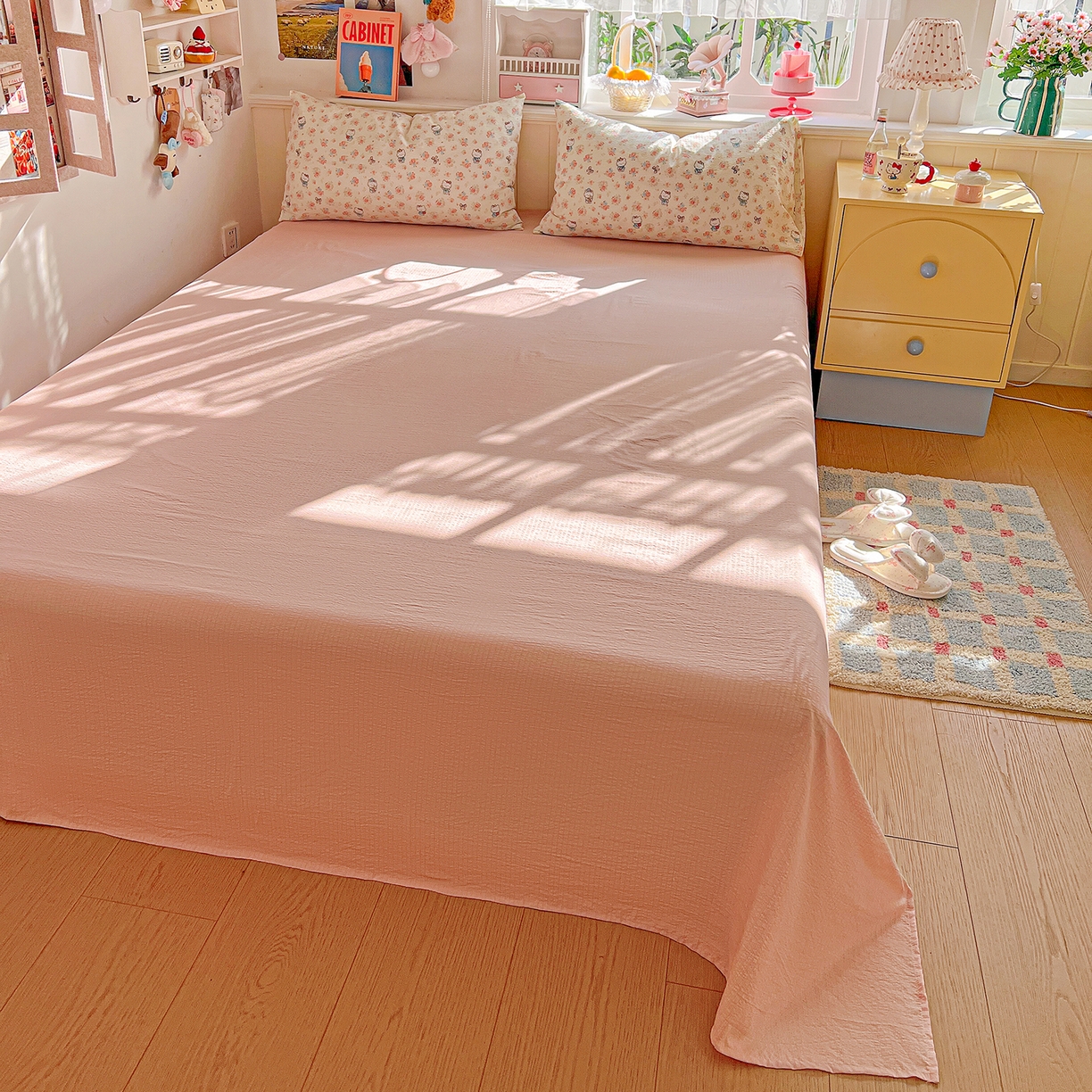 91家纺网 家纺一手货源 找家纺 仟人梦 2026新款云感双层纱印花四件套 凯迪猫