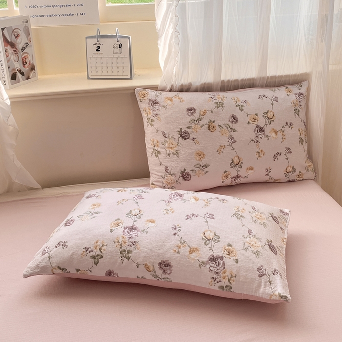 91家纺网 家纺一手货源 找家纺 （总）红日子纺织品  2026春夏新款云感小清新皱皱纱四件套