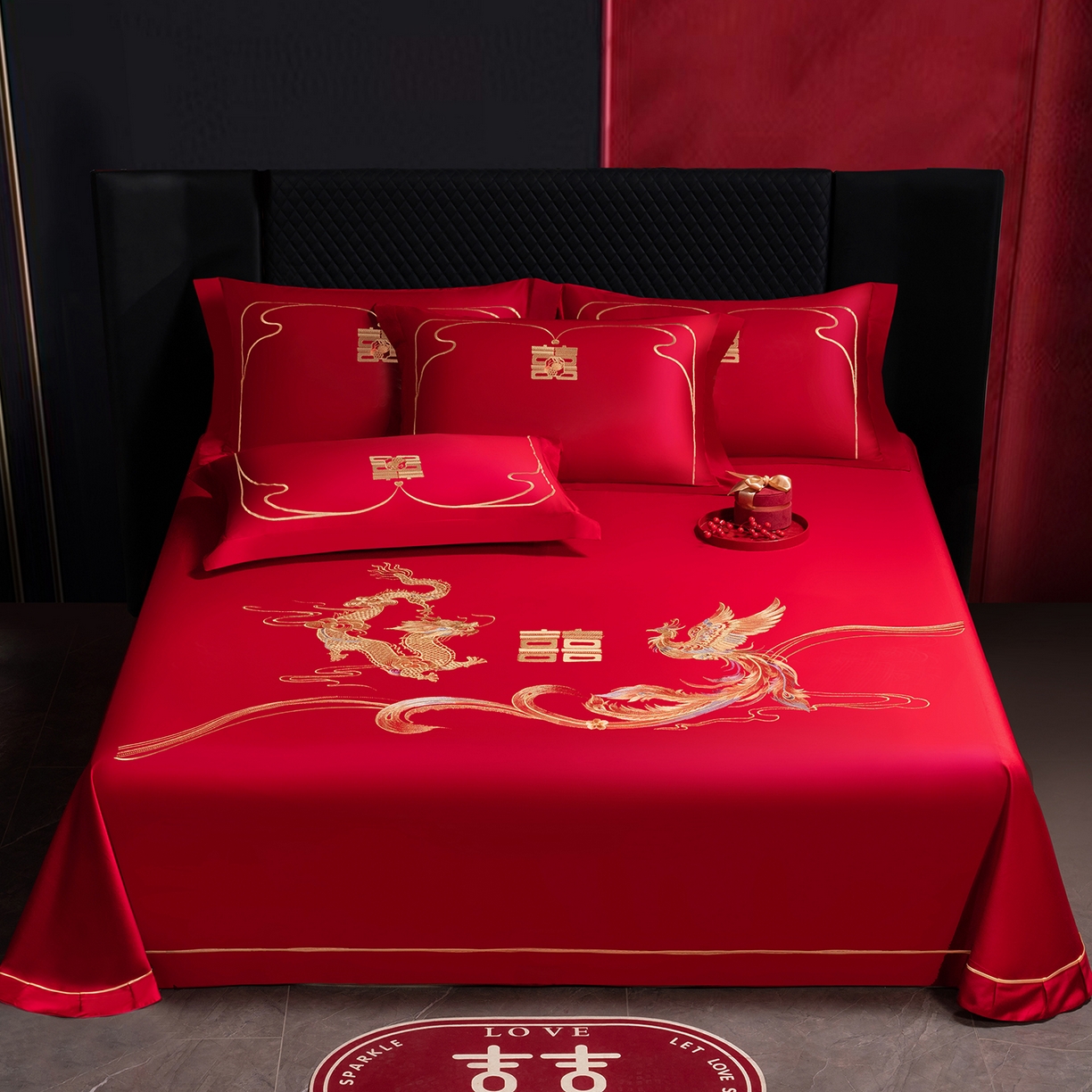 91家纺网 家纺一手货源 找家纺 （总）千禧家纺 2026新款长绒棉绣花婚庆三件套