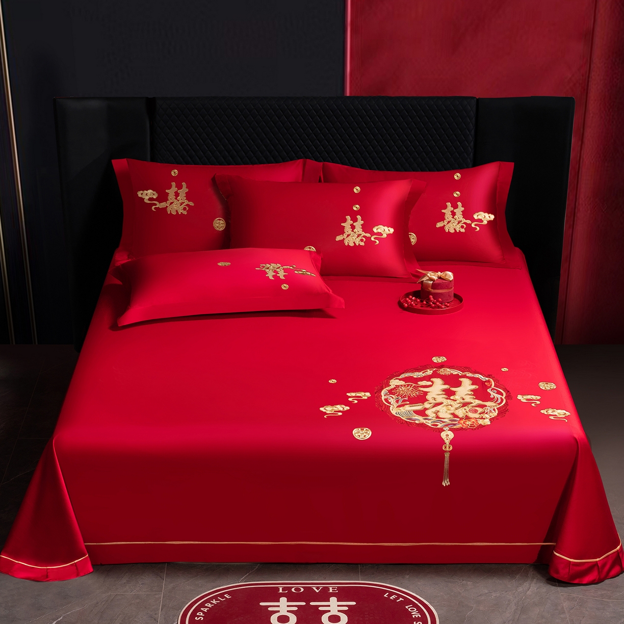 91家纺网 家纺一手货源 找家纺 （总）千禧家纺 2026新款长绒棉绣花婚庆三件套