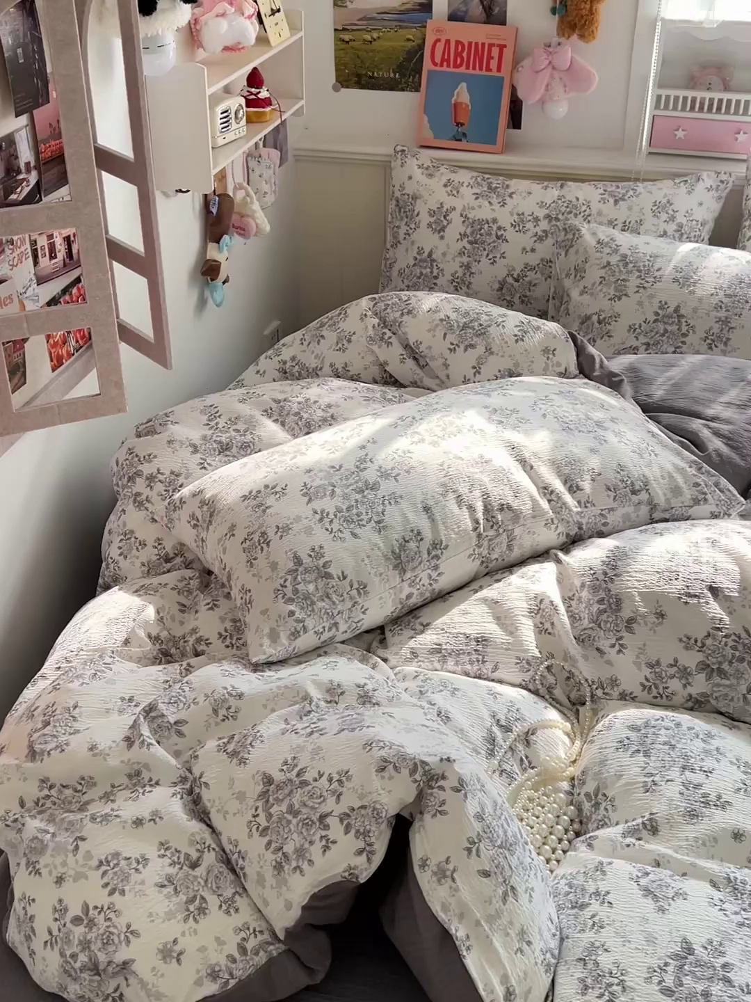 91家纺网 家纺一手货源 找家纺 仟人梦 2026新款云感双层纱印花四件套 蓝黛