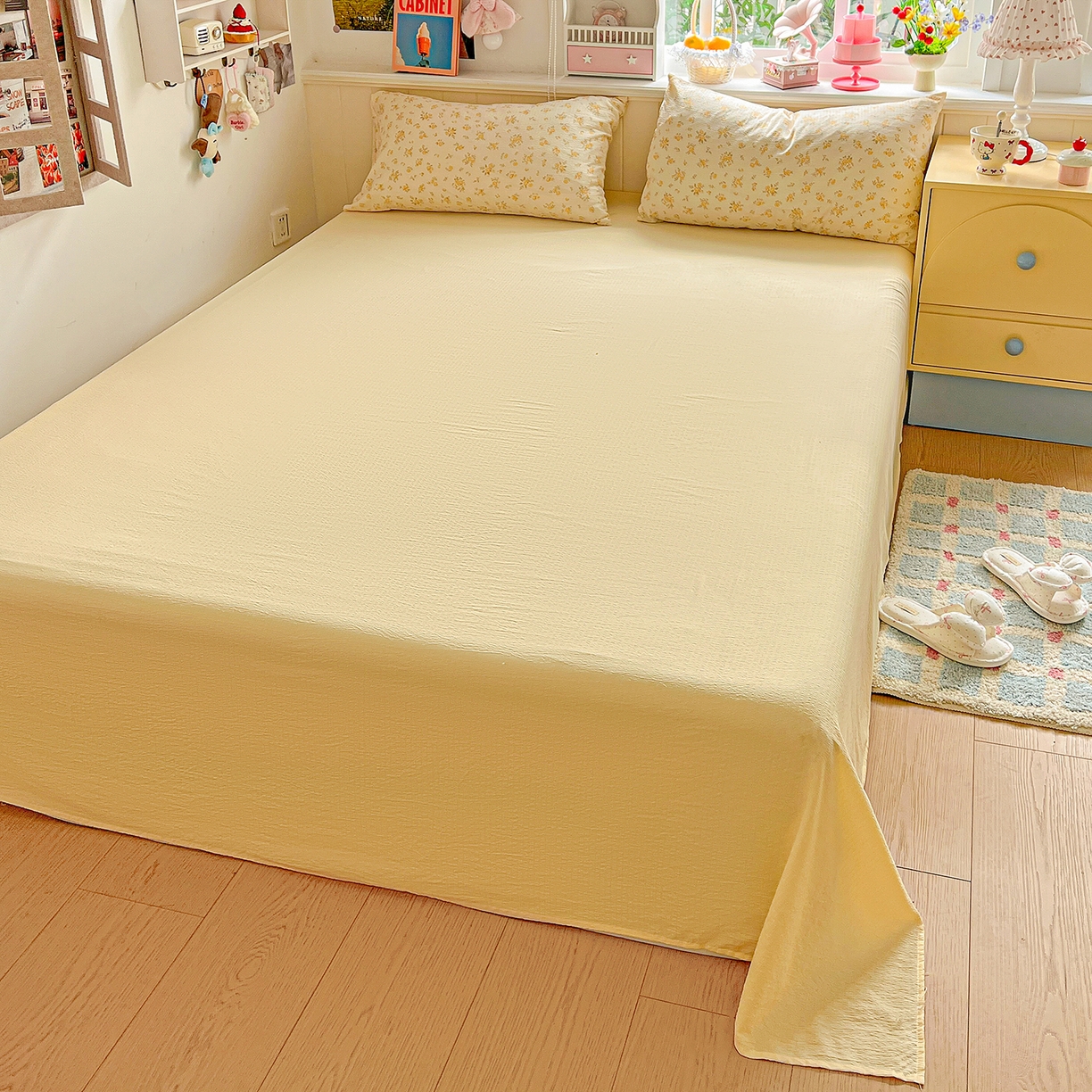 91家纺网 家纺一手货源 找家纺 仟人梦 2026新款云感双层纱印花四件套 舒芙蕾