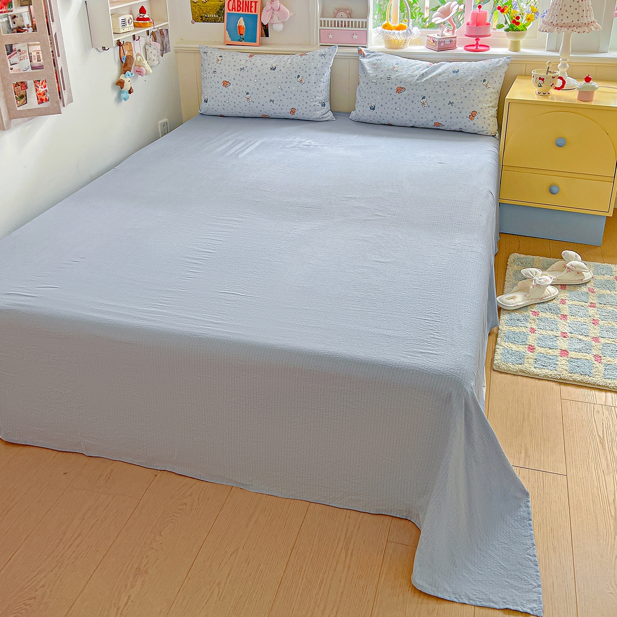 91家纺网 家纺一手货源 找家纺 仟人梦 2026新款云感双层纱印花四件套 淘气狗