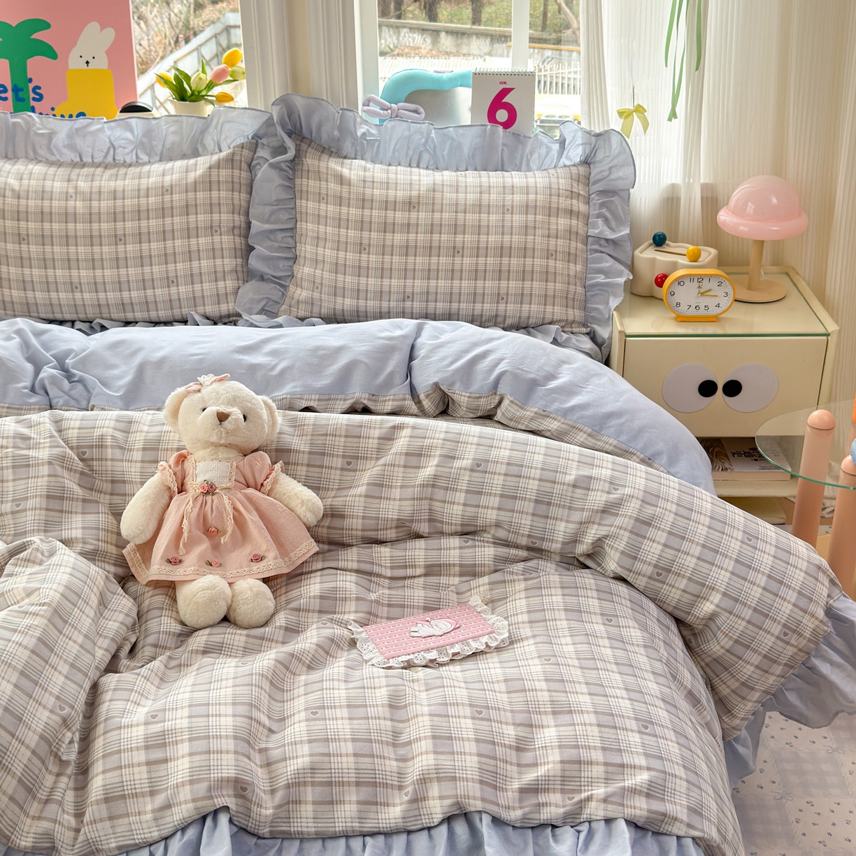 91家纺网 家纺一手货源 找家纺 乐童家纺 2026新款全棉纯棉花边四件套-简约风 坐标虹