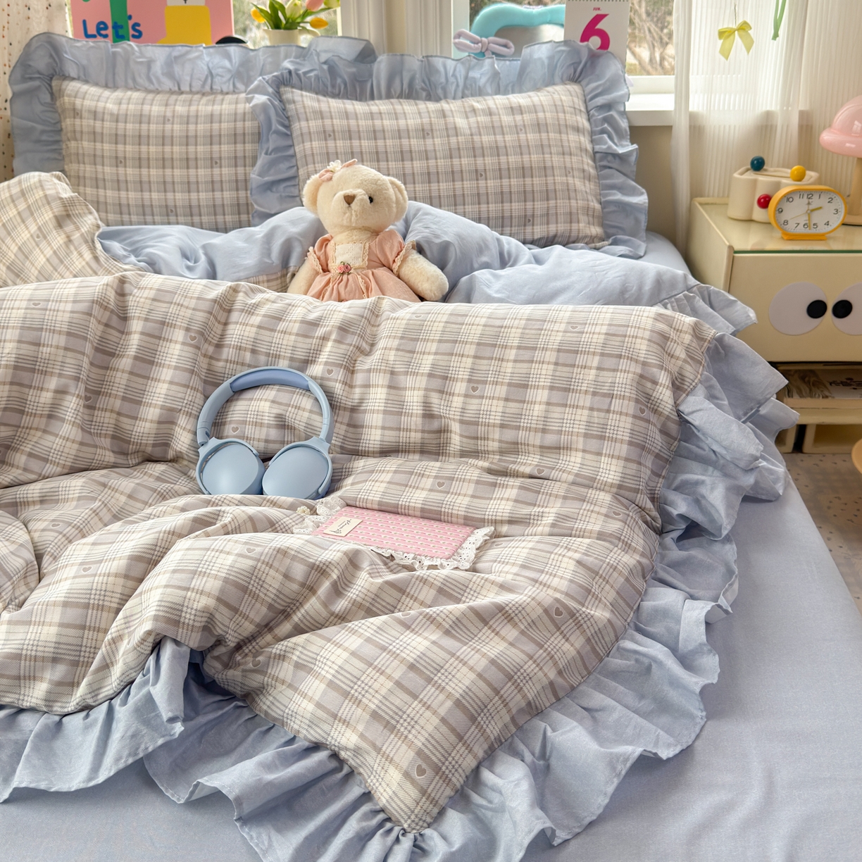 91家纺网 家纺一手货源 找家纺 乐童家纺 2026新款全棉纯棉花边四件套-简约风 坐标虹