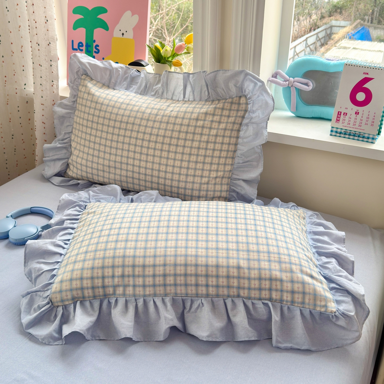 91家纺网 家纺一手货源 找家纺 乐童家纺 2026新款全棉纯棉花边四件套-简约风 格纹小筑