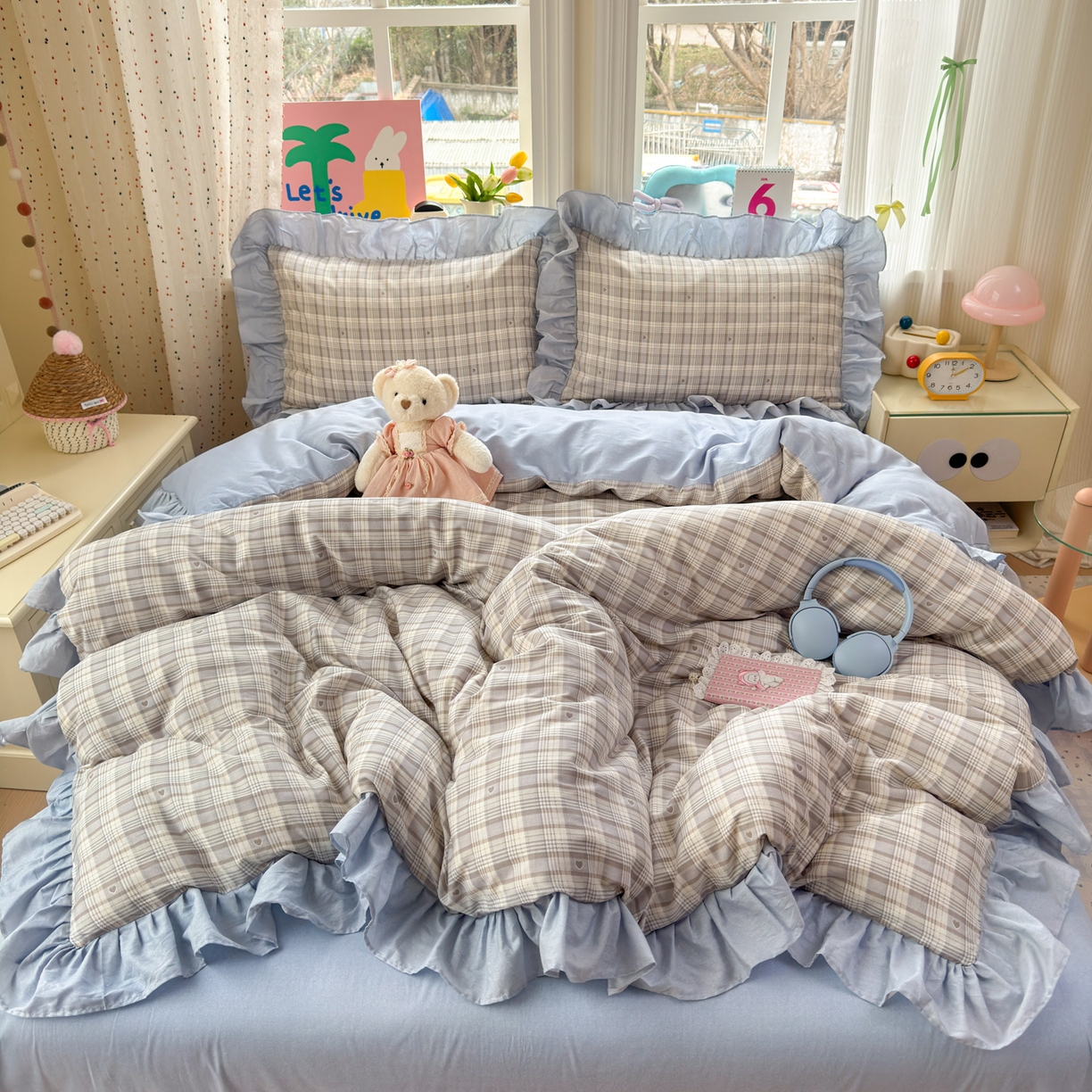 91家纺网 家纺一手货源 找家纺 乐童家纺 2026新款全棉纯棉花边四件套-简约风 坐标虹