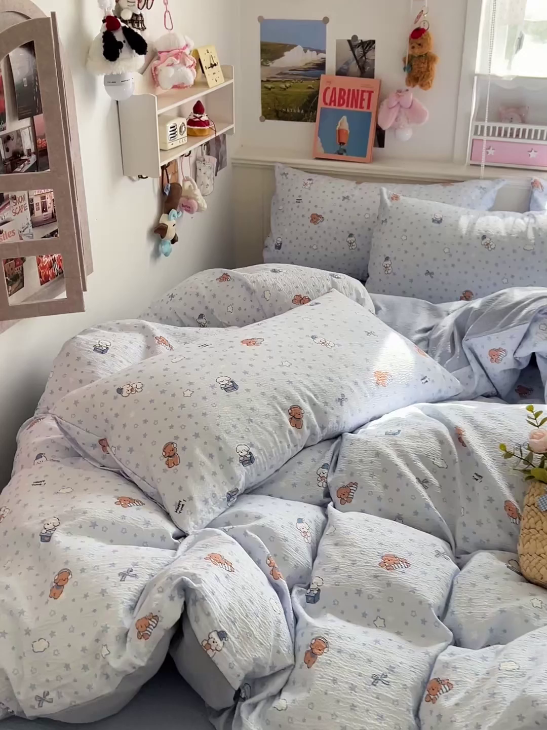 91家纺网 家纺一手货源 找家纺 仟人梦 2026新款云感双层纱印花四件套 淘气狗