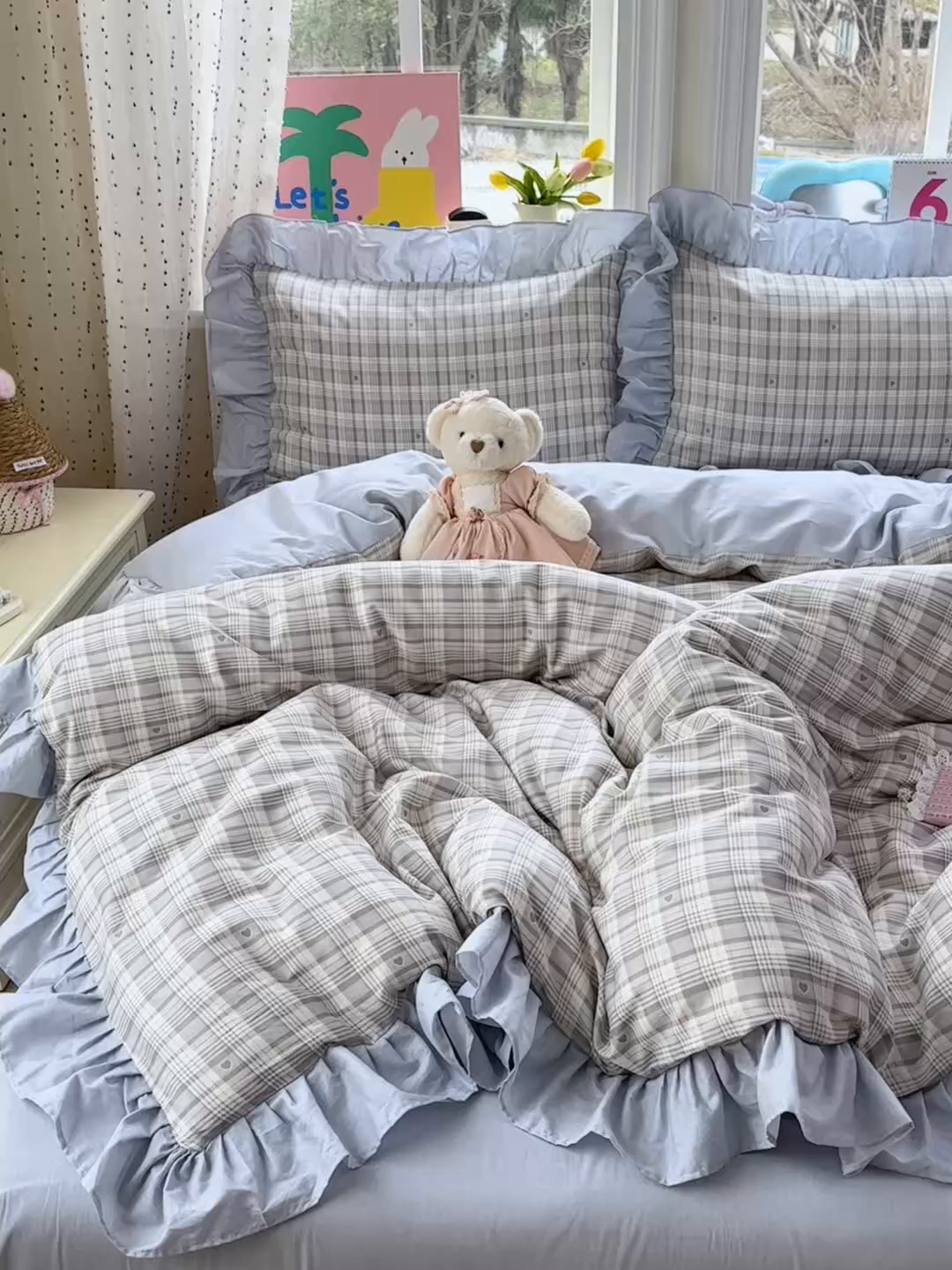 91家纺网 家纺一手货源 找家纺 乐童家纺 2026新款全棉纯棉花边四件套-简约风 坐标虹