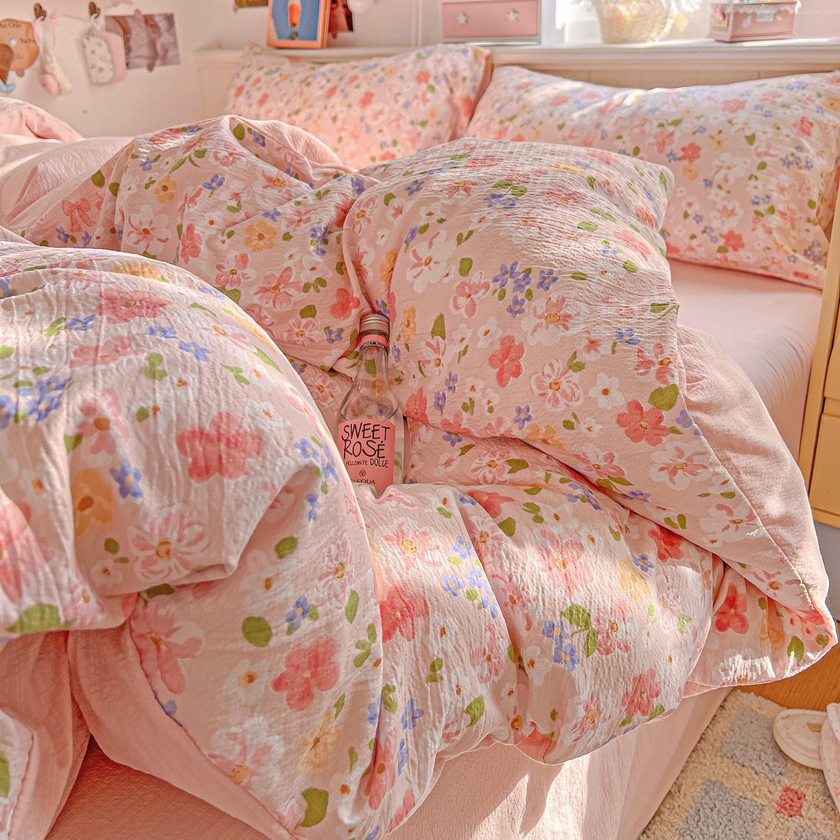 91家纺网 家纺一手货源 找家纺 仟人梦 2026新款云感双层纱印花四件套 云之瑶