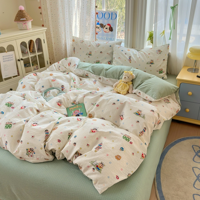 91家纺网 家纺一手货源 找家纺 （总）佳鸿 2026新款泡芙棉软糯糯高克重110克四件套学生宿舍三件套单被套