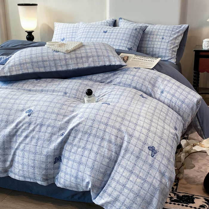 91家纺网 家纺一手货源 找家纺 （总）红日子纺织品 2026春夏新款云感复古皱皱纱四件套