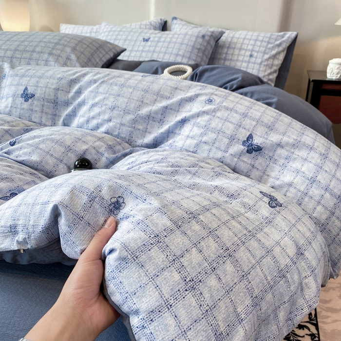 91家纺网 家纺一手货源 找家纺 （总）红日子纺织品 2026春夏新款云感复古皱皱纱四件套