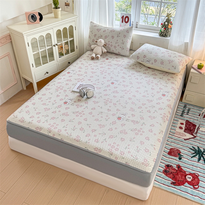 91家纺网 家纺一手货源 找家纺 （总）奥裕家纺 2026新款印花凉感云母凉感冰豆豆席床笠款凉席席子