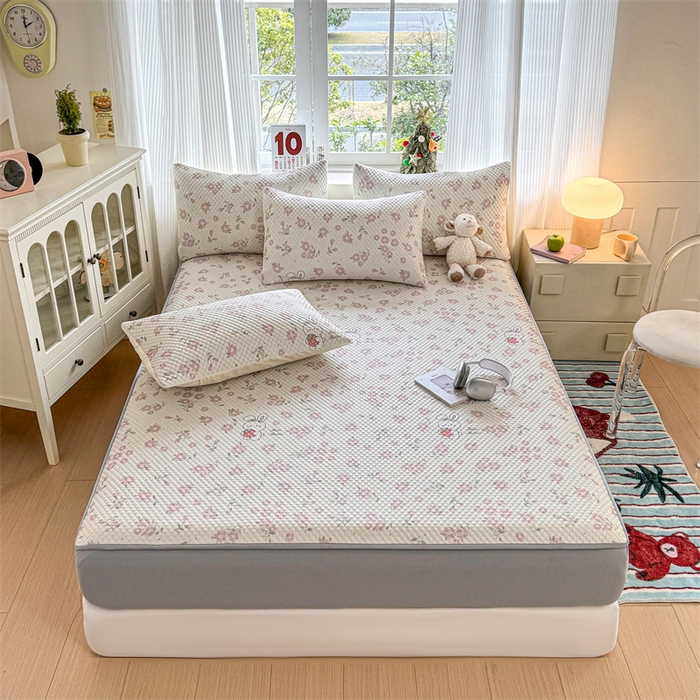 91家纺网 家纺一手货源 找家纺 （总）奥裕家纺 2026新款印花凉感云母凉感冰豆豆席床笠款凉席席子