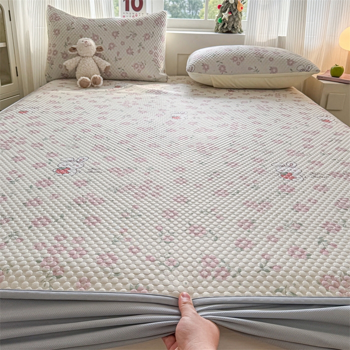 91家纺网 家纺一手货源 找家纺 （总）奥裕家纺 2026新款印花凉感云母凉感冰豆豆席床笠款凉席席子