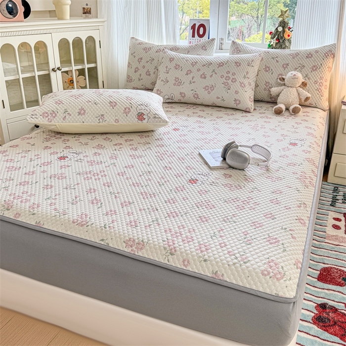 91家纺网 家纺一手货源 找家纺 （总）奥裕家纺 2026新款印花凉感云母凉感冰豆豆席床笠款凉席席子