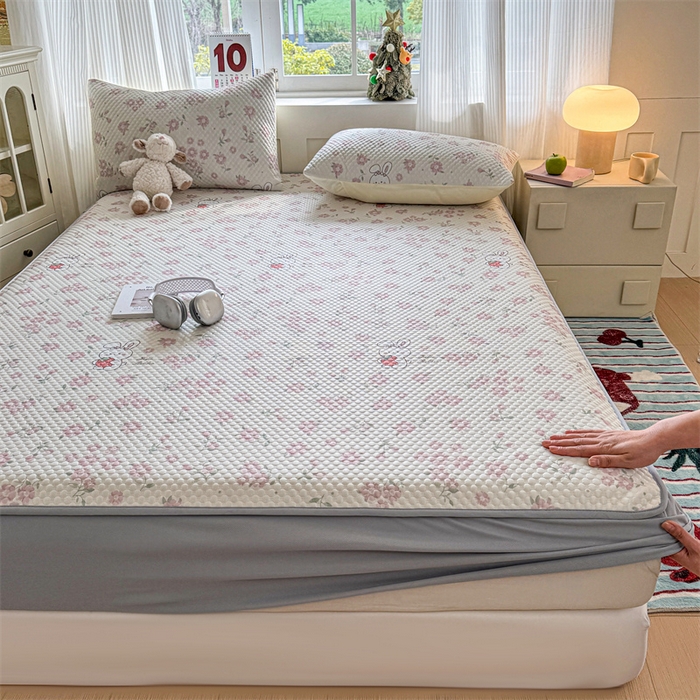 91家纺网 家纺一手货源 找家纺 （总）奥裕家纺 2026新款印花凉感云母凉感冰豆豆席床笠款凉席席子