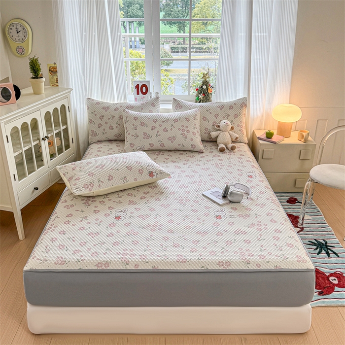 91家纺网 家纺一手货源 找家纺 （总）奥裕家纺 2026新款印花凉感云母凉感冰豆豆席床笠款凉席席子