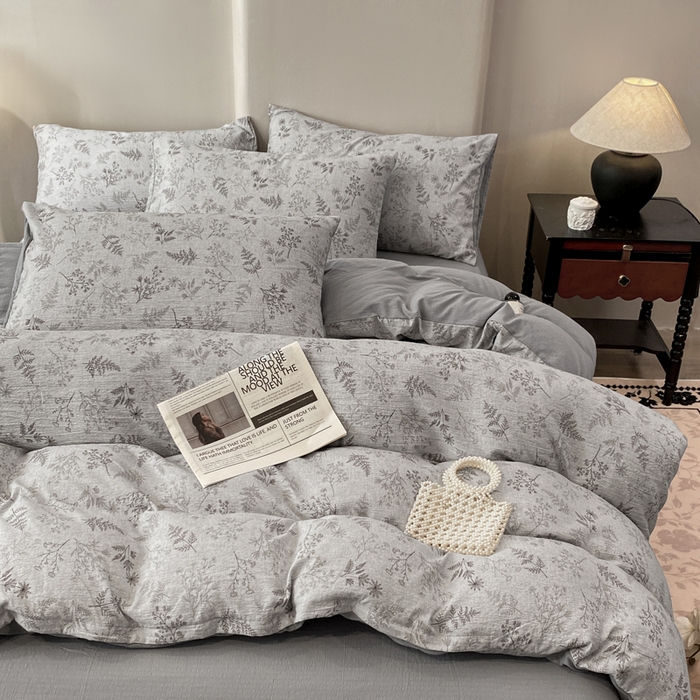 91家纺网 家纺一手货源 找家纺 （总）红日子纺织品 2026春夏新款云感复古皱皱纱四件套