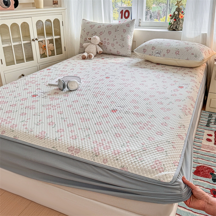 91家纺网 家纺一手货源 找家纺 （总）奥裕家纺 2026新款印花凉感云母凉感冰豆豆席床笠款凉席席子