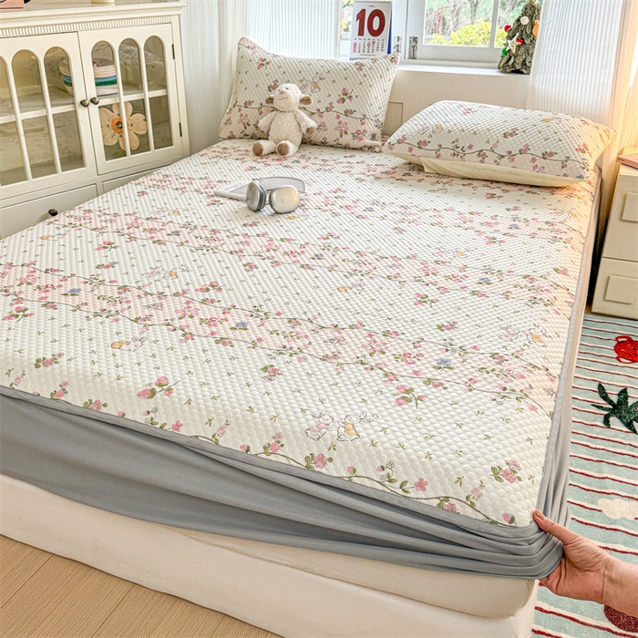 91家纺网 家纺一手货源 找家纺 （总）奥裕家纺 2026新款印花凉感云母凉感冰豆豆席床笠款凉席席子