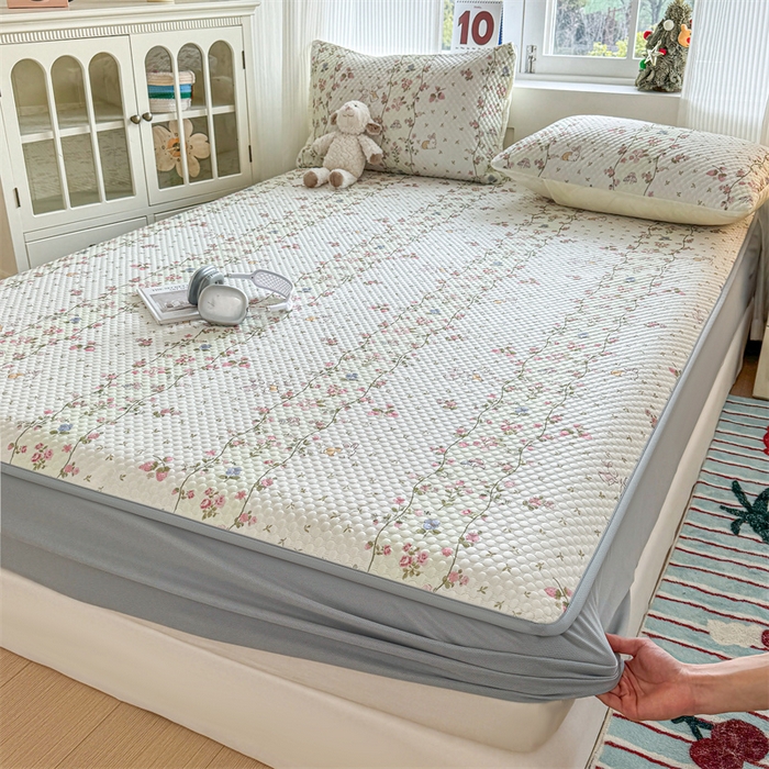 91家纺网 家纺一手货源 找家纺 （总）奥裕家纺 2026新款印花凉感云母凉感冰豆豆席床笠款凉席席子