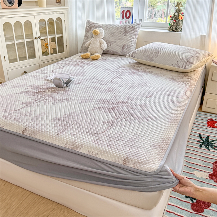 91家纺网 家纺一手货源 找家纺 （总）奥裕家纺 2026新款印花凉感云母凉感冰豆豆席床笠款凉席席子