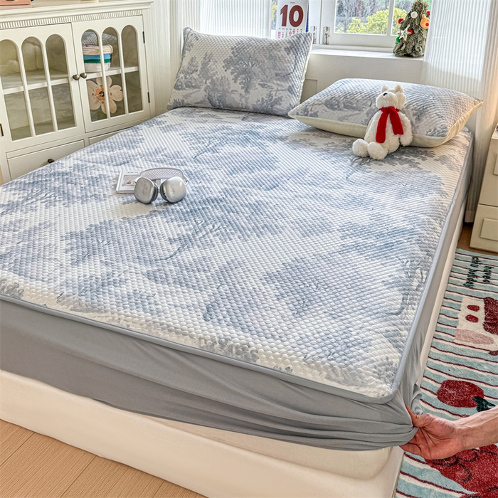 91家纺网 家纺一手货源 找家纺 （总）奥裕家纺 2026新款印花凉感云母凉感冰豆豆席床笠款凉席席子