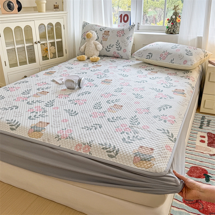 91家纺网 家纺一手货源 找家纺 （总）奥裕家纺 2026新款印花凉感云母凉感冰豆豆席床笠款凉席席子